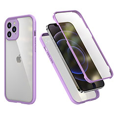 Custodia Silicone e Plastica Opaca Cover Fronte e Retro 360 Gradi R05 per Apple iPhone 12 Pro Max Lavanda