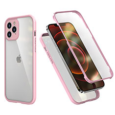 Custodia Silicone e Plastica Opaca Cover Fronte e Retro 360 Gradi R05 per Apple iPhone 12 Pro Max Rosa