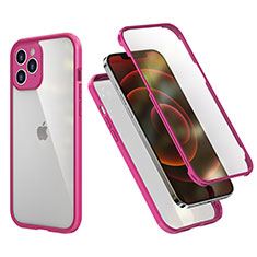 Custodia Silicone e Plastica Opaca Cover Fronte e Retro 360 Gradi R05 per Apple iPhone 12 Pro Max Rosa Caldo