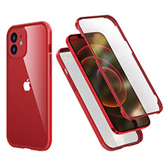 Custodia Silicone e Plastica Opaca Cover Fronte e Retro 360 Gradi R05 per Apple iPhone 12 Rosso