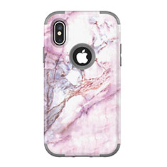 Custodia Silicone e Plastica Opaca Cover Fronte e Retro 360 Gradi U01 per Apple iPhone X Grigio