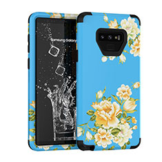 Custodia Silicone e Plastica Opaca Cover Fronte e Retro 360 Gradi U01 per Samsung Galaxy Note 9 Blu