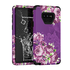 Custodia Silicone e Plastica Opaca Cover Fronte e Retro 360 Gradi U01 per Samsung Galaxy Note 9 Viola