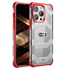Custodia Silicone e Plastica Opaca Cover Fronte e Retro 360 Gradi U02 per Apple iPhone 14 Pro Max Rosso