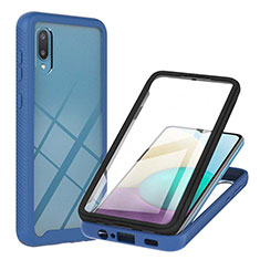 Custodia Silicone e Plastica Opaca Cover Fronte e Retro 360 Gradi U02 per Samsung Galaxy M02 Blu