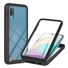 Custodia Silicone e Plastica Opaca Cover Fronte e Retro 360 Gradi U02 per Samsung Galaxy M02 Nero