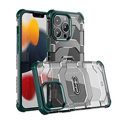 Custodia Silicone e Plastica Opaca Cover Fronte e Retro 360 Gradi U03 per Apple iPhone 13 Pro Max Verde