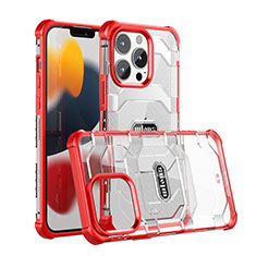 Custodia Silicone e Plastica Opaca Cover Fronte e Retro 360 Gradi U03 per Apple iPhone 13 Pro Rosso