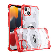 Custodia Silicone e Plastica Opaca Cover Fronte e Retro 360 Gradi U03 per Apple iPhone 14 Plus Rosso