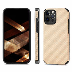 Custodia Silicone e Plastica Opaca Cover Fronte e Retro 360 Gradi U04 per Apple iPhone 14 Pro Max Oro