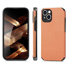Custodia Silicone e Plastica Opaca Cover Fronte e Retro 360 Gradi U04 per Apple iPhone 15 Arancione