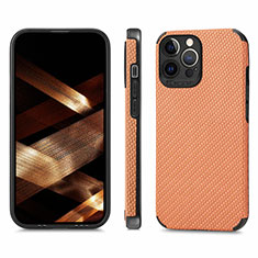 Custodia Silicone e Plastica Opaca Cover Fronte e Retro 360 Gradi U04 per Apple iPhone 15 Pro Max Arancione