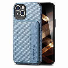 Custodia Silicone e Plastica Opaca Cover Fronte e Retro 360 Gradi U05 per Apple iPhone 15 Blu