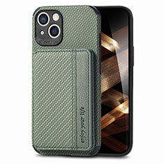 Custodia Silicone e Plastica Opaca Cover Fronte e Retro 360 Gradi U05 per Apple iPhone 15 Verde