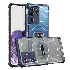 Custodia Silicone e Plastica Opaca Cover Fronte e Retro 360 Gradi WL1 per Samsung Galaxy S20 Ultra Blu