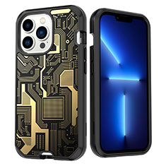 Custodia Silicone e Plastica Opaca Cover Fronte e Retro 360 Gradi YJ1 per Apple iPhone 13 Pro Nero