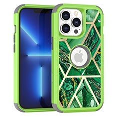 Custodia Silicone e Plastica Opaca Cover Fronte e Retro 360 Gradi YJ1 per Apple iPhone 13 Pro Verde