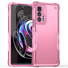 Custodia Silicone e Plastica Opaca Cover per Motorola Moto Edge 20 Pro 5G Rosa Caldo