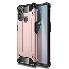 Custodia Silicone e Plastica Opaca Cover per OnePlus Nord N100 Oro Rosa