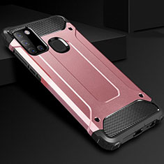 Custodia Silicone e Plastica Opaca Cover per Samsung Galaxy A21s Oro Rosa