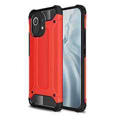 Custodia Silicone e Plastica Opaca Cover per Xiaomi Mi 11 Lite 5G Rosso