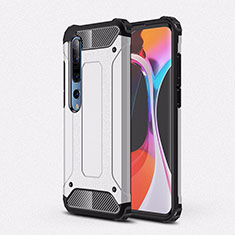 Custodia Silicone e Plastica Opaca Cover U01 per Xiaomi Mi 10 Argento