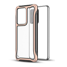 Custodia Silicone e Plastica Opaca Cover YF1 per Samsung Galaxy S20 Plus 5G Oro Rosa