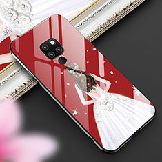 Custodia Silicone Gel Laterale Abito Ragazza Specchio Cover K01 per Huawei Mate 20 Rosso
