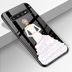 Custodia Silicone Gel Laterale Abito Ragazza Specchio Cover K01 per Samsung Galaxy S10 Bianco
