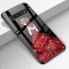 Custodia Silicone Gel Laterale Abito Ragazza Specchio Cover K01 per Samsung Galaxy S10 Plus Nero