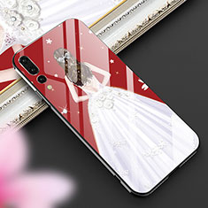 Custodia Silicone Gel Laterale Abito Ragazza Specchio Cover K02 per Huawei P20 Pro Bianco