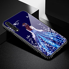 Custodia Silicone Gel Laterale Abito Ragazza Specchio Cover per Huawei P20 Pro Blu