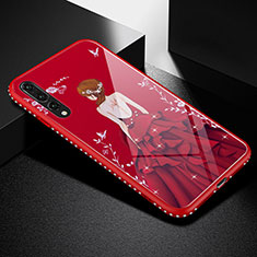 Custodia Silicone Gel Laterale Abito Ragazza Specchio Cover per Huawei P20 Pro Rosso