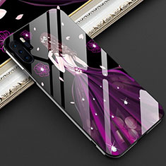 Custodia Silicone Gel Laterale Abito Ragazza Specchio Cover per Huawei P30 Pro Viola