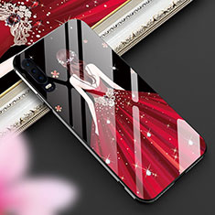 Custodia Silicone Gel Laterale Abito Ragazza Specchio Cover per Huawei P30 Rosso