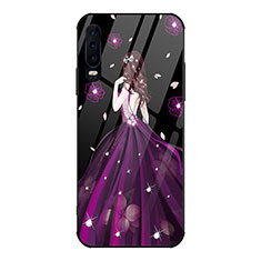 Custodia Silicone Gel Laterale Abito Ragazza Specchio Cover per Huawei P30 Viola