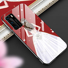 Custodia Silicone Gel Laterale Abito Ragazza Specchio Cover per Huawei P40 Bianco