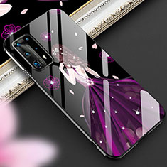 Custodia Silicone Gel Laterale Abito Ragazza Specchio Cover per Huawei P40 Pro+ Plus Viola