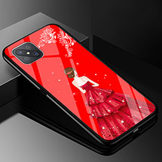 Custodia Silicone Gel Laterale Abito Ragazza Specchio Cover per Oppo Reno4 Z 5G Rosso