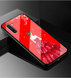 Custodia Silicone Gel Laterale Abito Ragazza Specchio Cover per Samsung Galaxy Note 10 Plus 5G Rosso