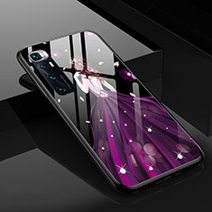 Custodia Silicone Gel Laterale Abito Ragazza Specchio Cover per Xiaomi Mi 10 Ultra Viola