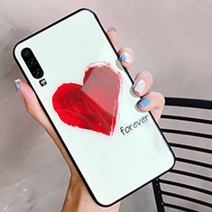 Custodia Silicone Gel Laterale Amore Cuore Specchio Cover per Huawei P30 Rosa Caldo