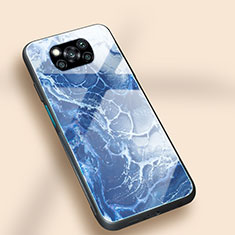 Custodia Silicone Gel Laterale Fantasia Modello Specchio Cover JM1 per Xiaomi Poco X3 NFC Blu Notte
