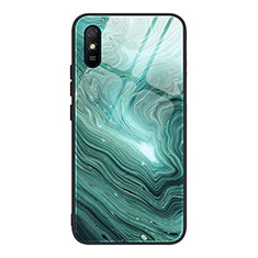 Custodia Silicone Gel Laterale Fantasia Modello Specchio Cover JM1 per Xiaomi Redmi 9A Ciano