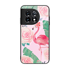 Custodia Silicone Gel Laterale Fantasia Modello Specchio Cover JM2 per OnePlus 11 5G Rosa Caldo