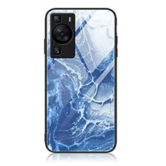 Custodia Silicone Gel Laterale Fantasia Modello Specchio Cover JM3 per Huawei P60 Blu Notte