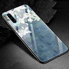 Custodia Silicone Gel Laterale Fantasia Modello Specchio Cover K01 per Huawei P30 Blu