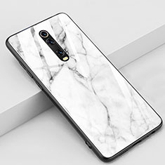 Custodia Silicone Gel Laterale Fantasia Modello Specchio Cover K01 per Xiaomi Mi 9T Bianco