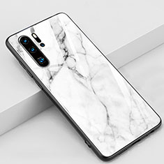 Custodia Silicone Gel Laterale Fantasia Modello Specchio Cover K03 per Huawei P30 Pro New Edition Bianco