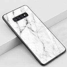 Custodia Silicone Gel Laterale Fantasia Modello Specchio Cover K05 per Samsung Galaxy S10 Plus Bianco